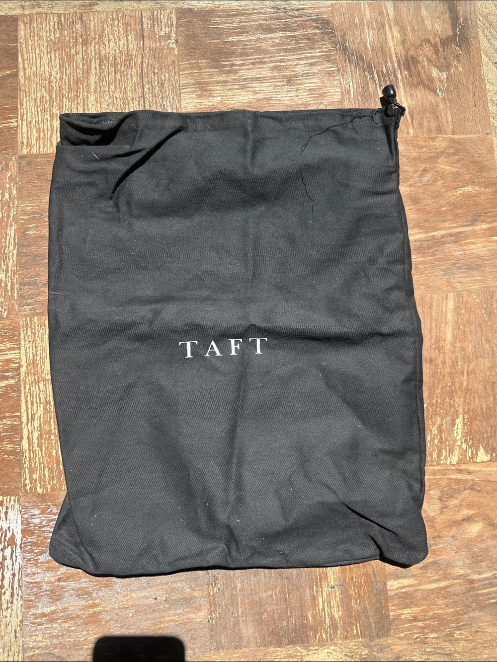Taft Black Drawstring Dust Bag with White Logo